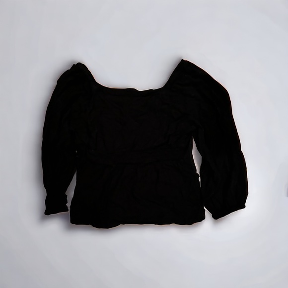Old Navy Button Front Babydoll 3/4 Sleeve Blouse - Large Black - Picture 3 of 6